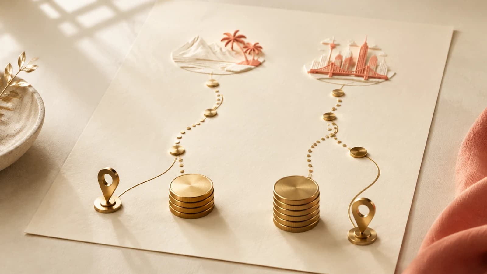 Editorial still life comparing reported JAL and Hilton transfer bonuses.