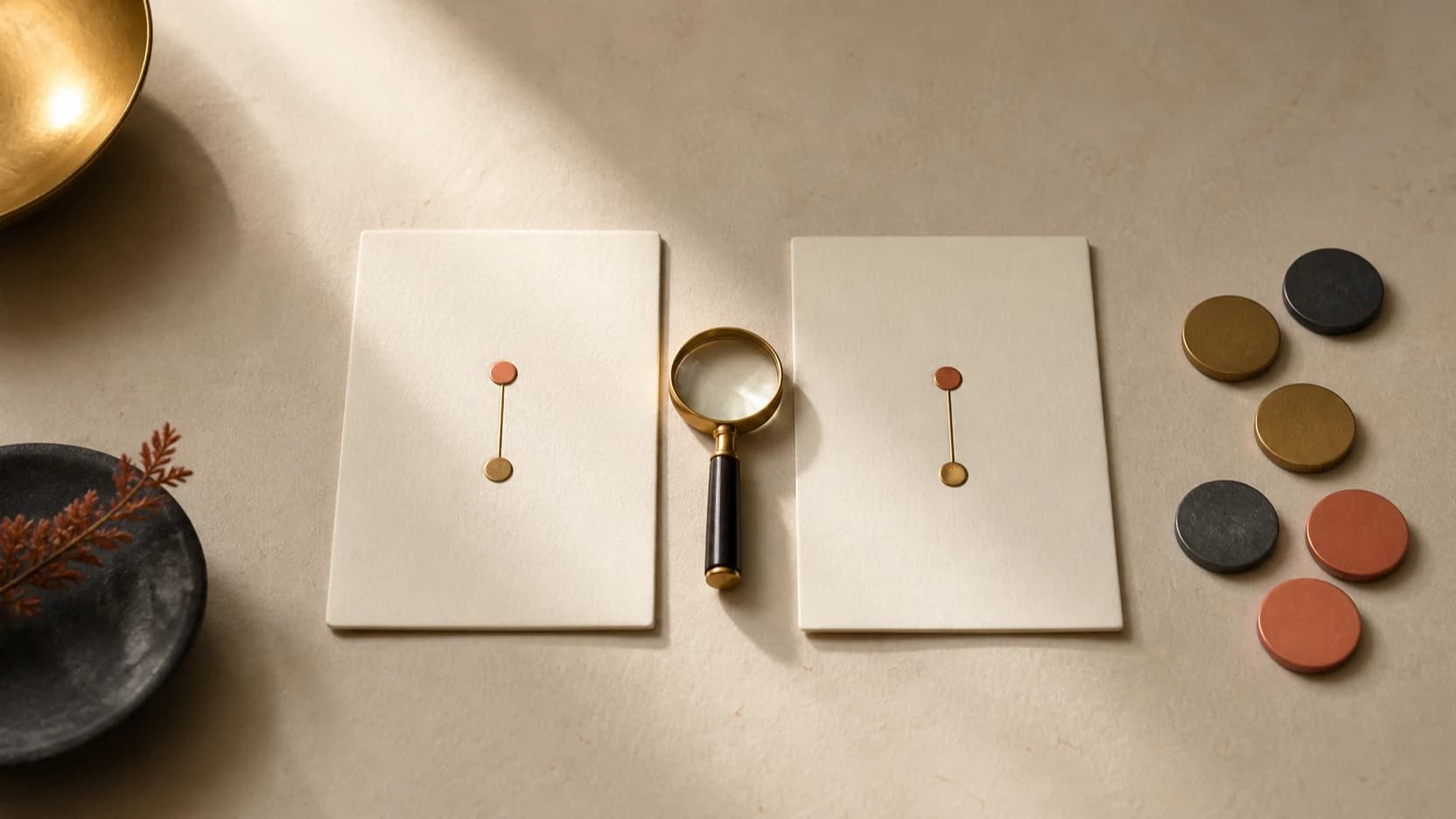 Two blank itinerary cards and route markers arranged for an award availability cross-check