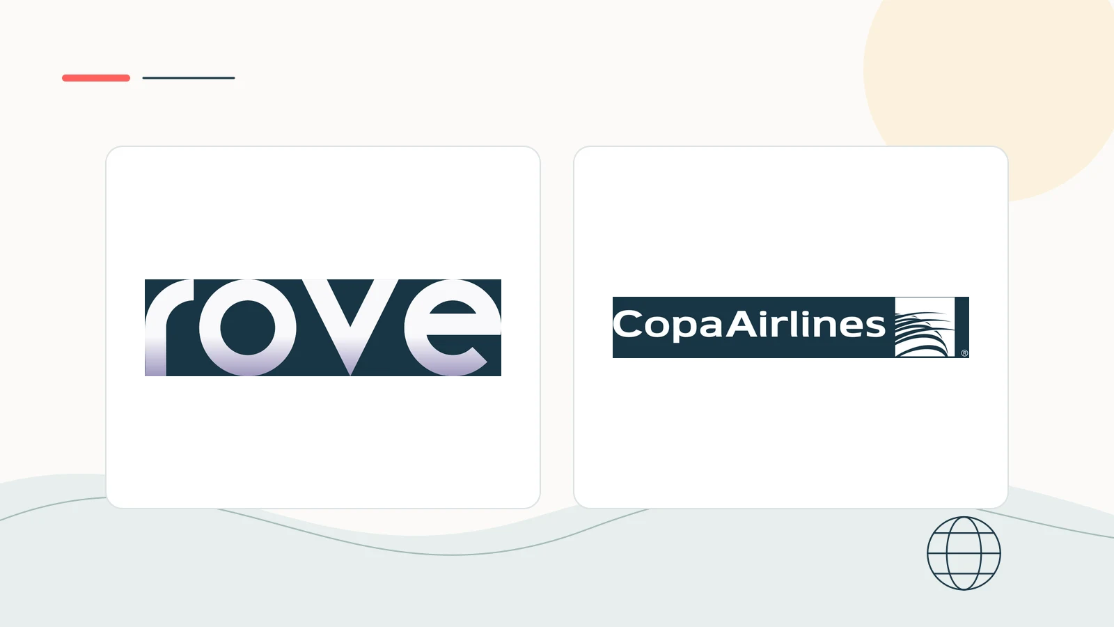 Rove and Copa Airlines brand imagery in a clean editorial composition.