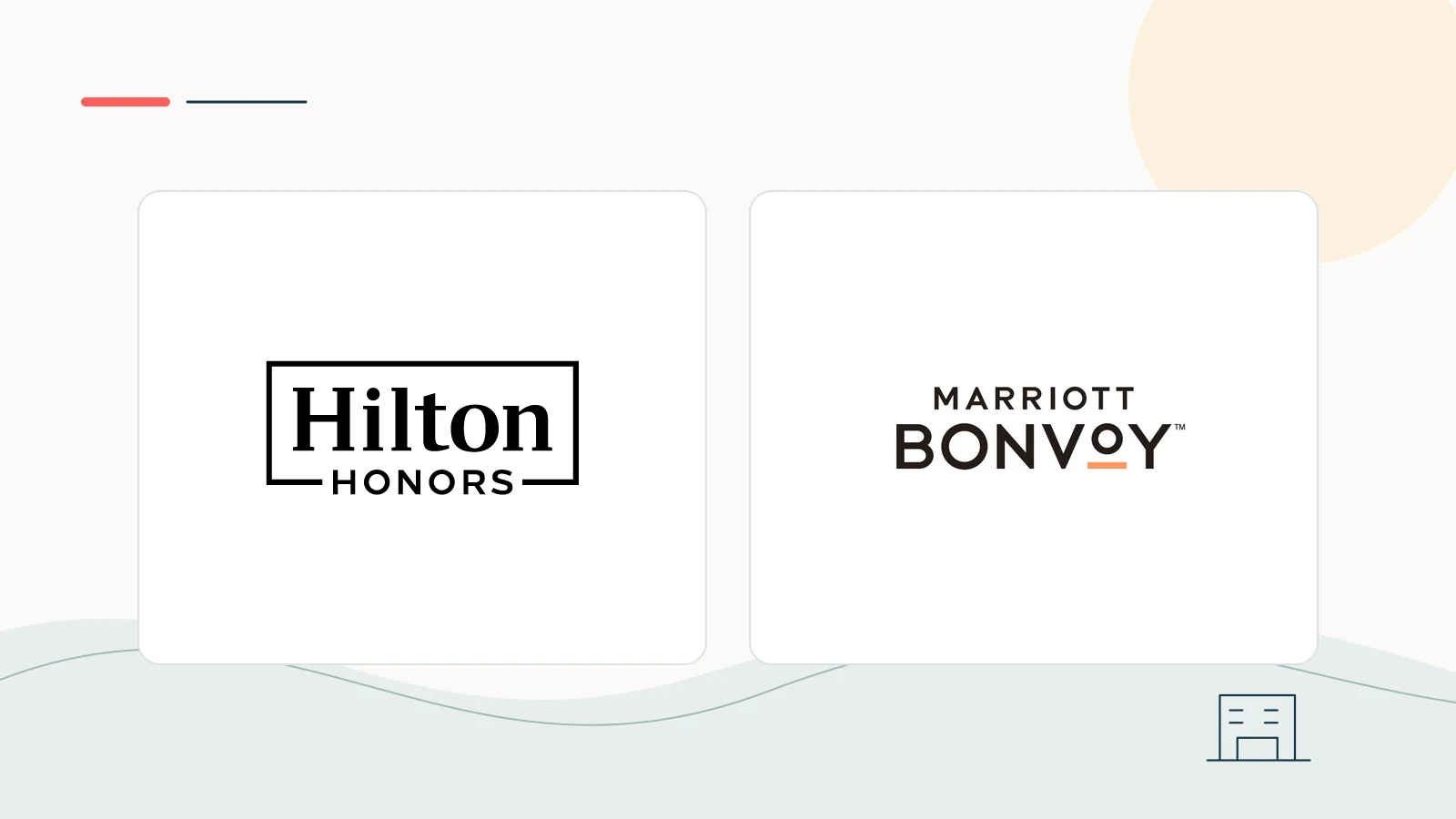 Hilton Honors and Marriott Bonvoy brand imagery in a clean editorial composition.