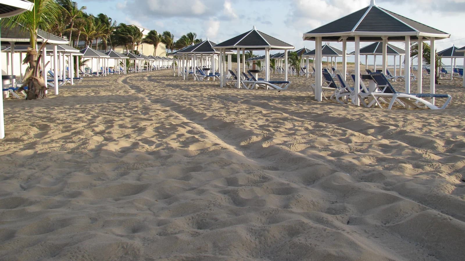 Beach cabanas at St. Kitts Marriott Resort (2014)
