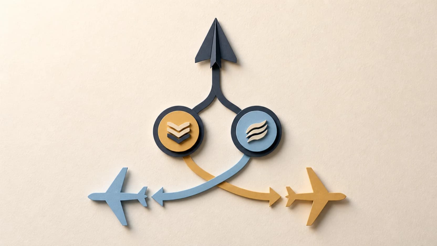 A decision tree connects one earning choice with two reciprocal award routes